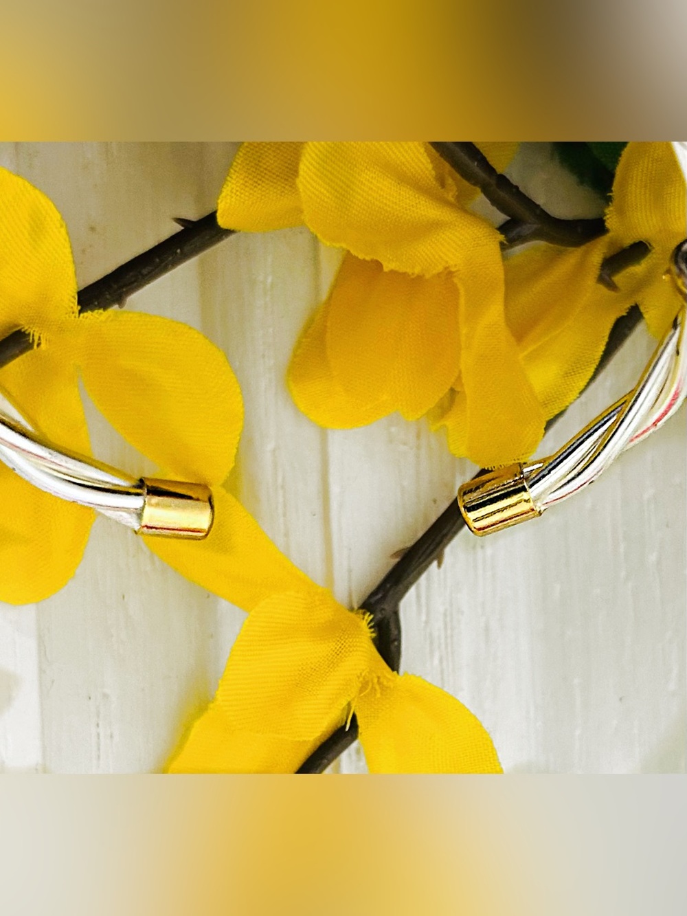 Elegant Two-Tone Twisted Cable Cuff Bracelet - Silver and Gold - Picture 9 of 11